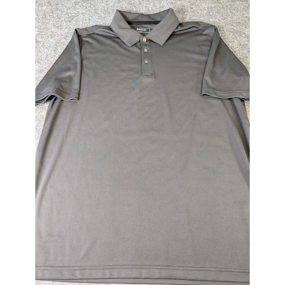 Bolle Mens Golf Polo Shirt XL Charcoal Gray Performance Textured Short Slv EUC